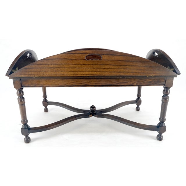Metal Spanish Colonial Turned Legs Drop Leaves Butlers Tray Coffee Table MINT For Sale - Image 7 of 13