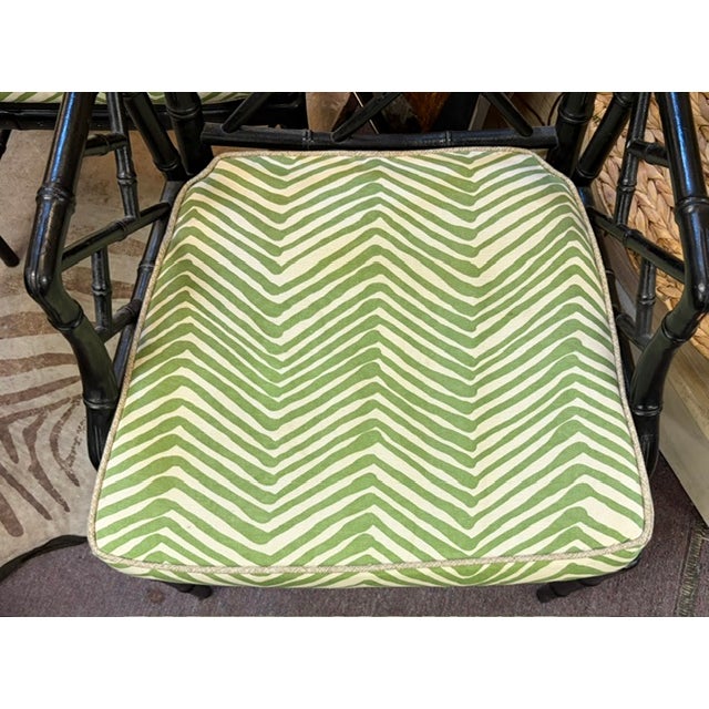 Mid Century Chinese Chippendale Chairs With Quadrille Fabric Cushions, a Pair For Sale In New York - Image 6 of 11