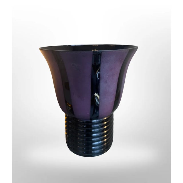 Art Deco Vase in Black Hyalite Glass, 1930 For Sale - Image 14 of 14