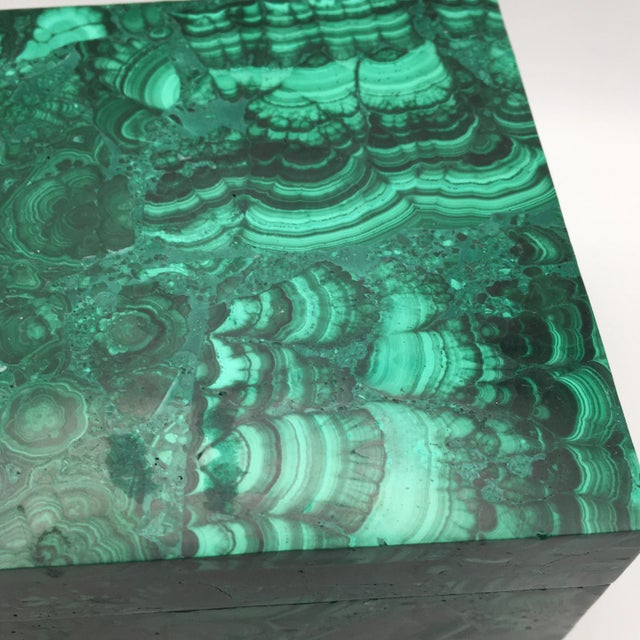 2020s Polished Malachite Lidded Box For Sale - Image 5 of 11