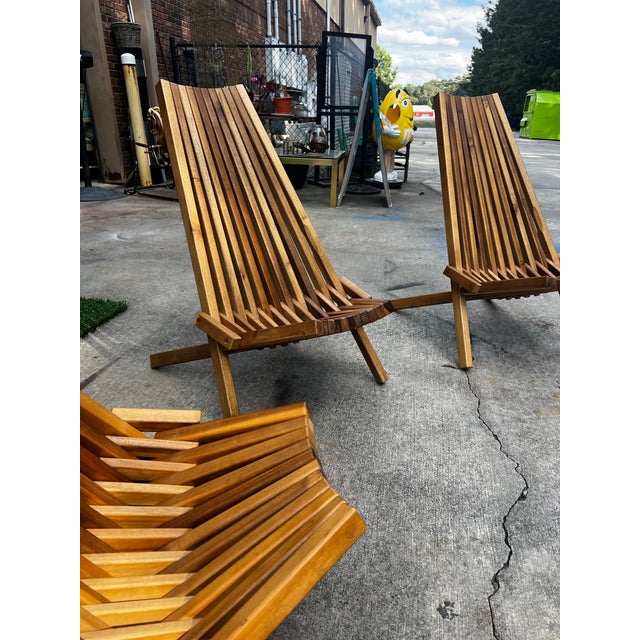Up for consideration is a beautiful vintage collection of wooden foldable low chairs. These would look lovely in your...