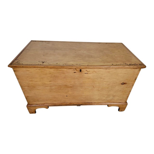 Antique Georgian Pine Blanket Trunk /Box With Original Hardware, Circa 1830 From England For Sale