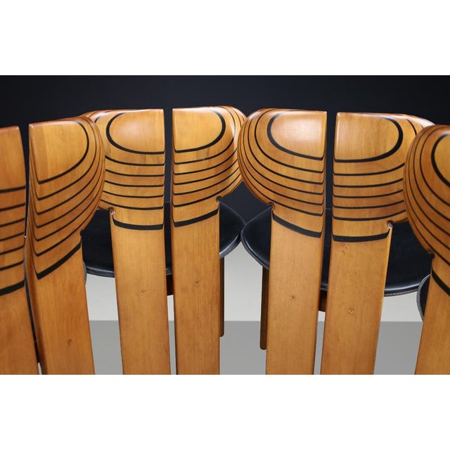 1970s Africa Chairs in Walnut and Leather by Afra and Tobia Scarpa for Maxalto, Italy 1975, Set of 4 For Sale - Image 5 of 13