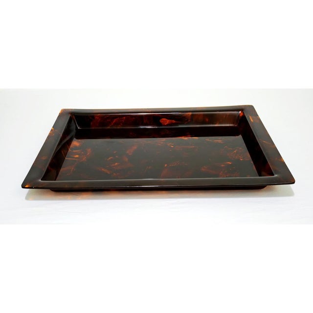 Mid-Century Modern Tortoiseshell Acrylic Glass Serving Tray from Christian Dior, Italy, 1970s For Sale - Image 6 of 17