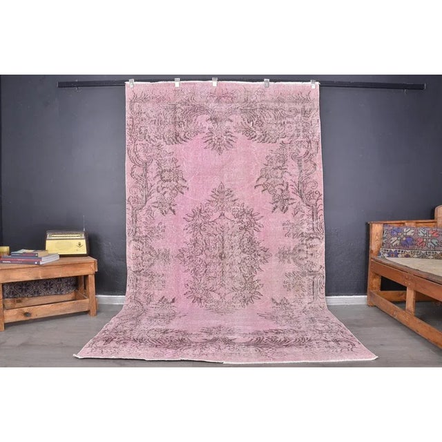 Turkish Pink Pastel Hand Knotted Over Dyed Rug For Sale - Image 9 of 9