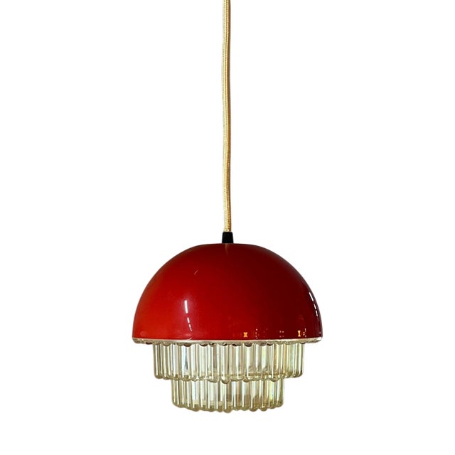 Red Plastic Hanging Lamp For Sale