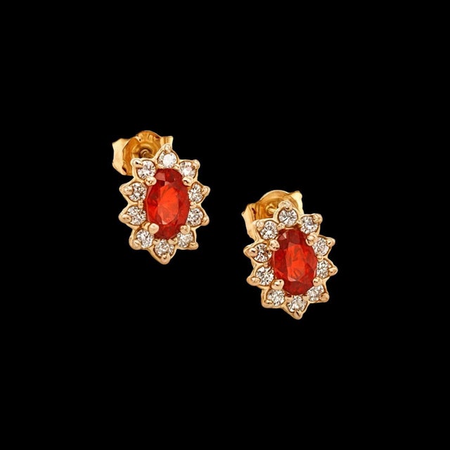 Traditional Natural Sapphire Diamond Stud Earrings 14k Gold 0.80 TCW Certified For Sale - Image 3 of 11