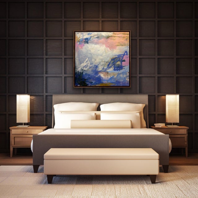 Gorgeous and moody abstract oil painting by Michelle Heimann. Deep canvas making easy to hang without a frame available.