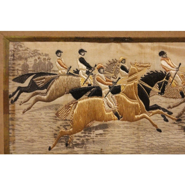 Wood Late 19th Century English Pair of Stevengraph Horse Race Pictures For Sale - Image 7 of 8