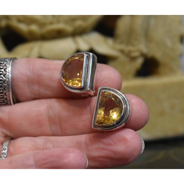 Lori Bonn Sterling Silver Citrine Clip on Earrings, Pair For Sale - Image 11 of 13