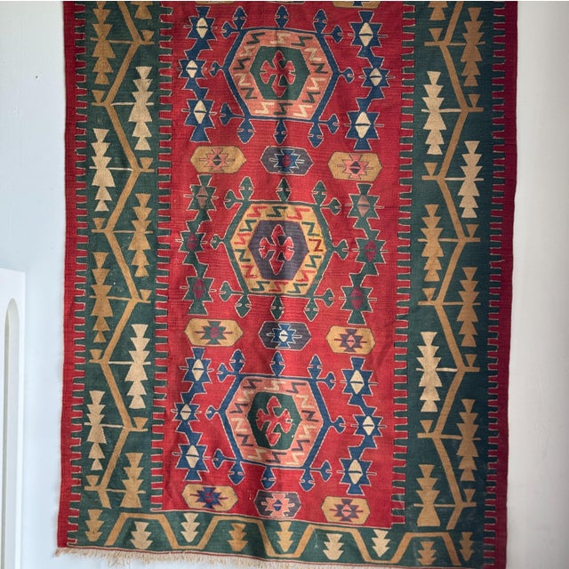 Large Turkish Rug with Predominantly Red Base, 1980s For Sale - Image 18 of 18