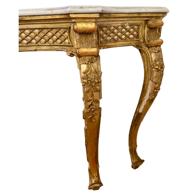 19th Century 19th Century Louis XV Marble Top Console Table For Sale - Image 5 of 18