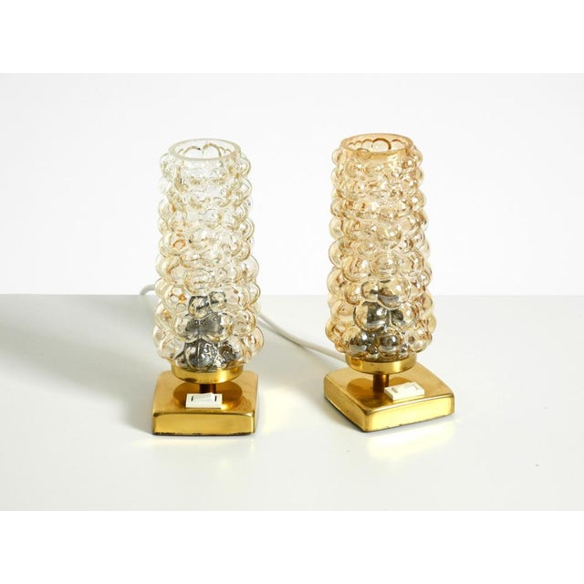 Metal Brass Bedside Lamps with Gold Bubble Glass Shades, 1960s, Set of 2 For Sale - Image 7 of 18