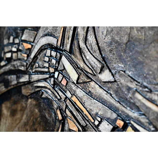 1960s R. Rodenghi, Abstract Relief Painting, 1968, Mixed Media For Sale - Image 5 of 12
