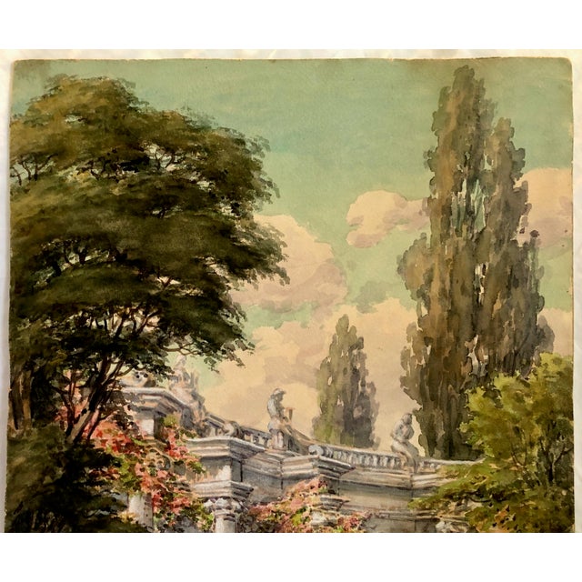 This watercolor captures an idealized 18th-century European aristocratic scene. Here is a game of mixed doubles in full...