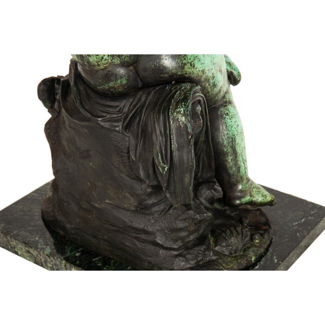 French Patinated Copper Sculpture of Seated Cherub After Charles Lemire For Sale - Image 18 of 18