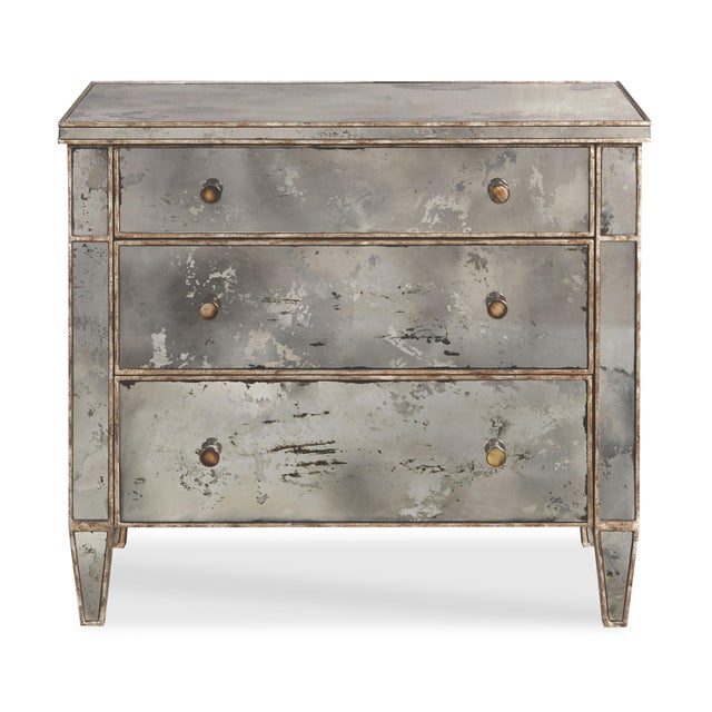 Century Furniture Century Furniture Silver Leaf Mirrored Bedside Chest For Sale - Image 4 of 4