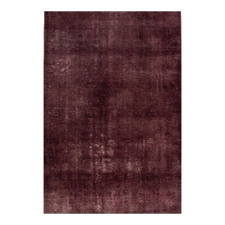 Burgundy Vintage Overdyed Handmade Allover Designed Wool Rug 7'6" X 11'2" For Sale