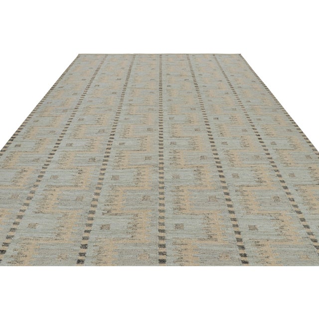 Contemporary Rug & Kilim’s Scandinavian Rug in Blue With Geometric Patterns For Sale - Image 3 of 7