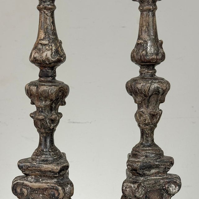 Pair of 18th Century Italian Baroque Silver Gilded Candlesticks For Sale In Dallas - Image 6 of 18