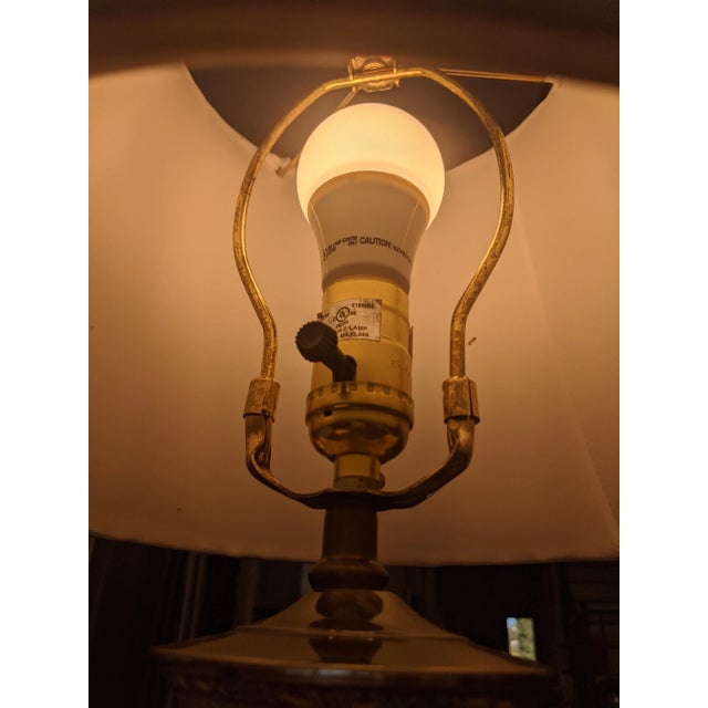 Vintage Pink Chintz Ceramic Table Lamp With Pleated Lampshade For Sale - Image 9 of 15