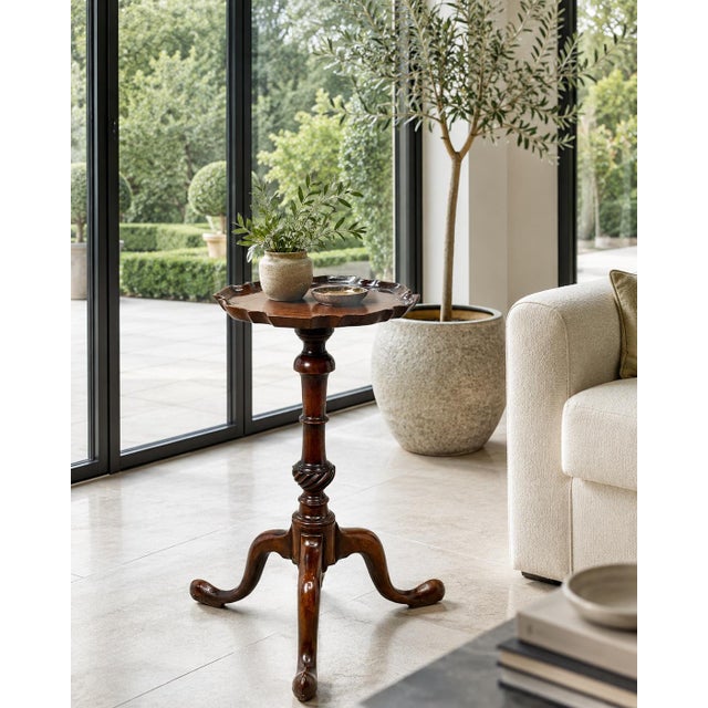 Brown Antique George III Mahogany Kettle Stand with Piecrust Top, 1760 For Sale - Image 8 of 12