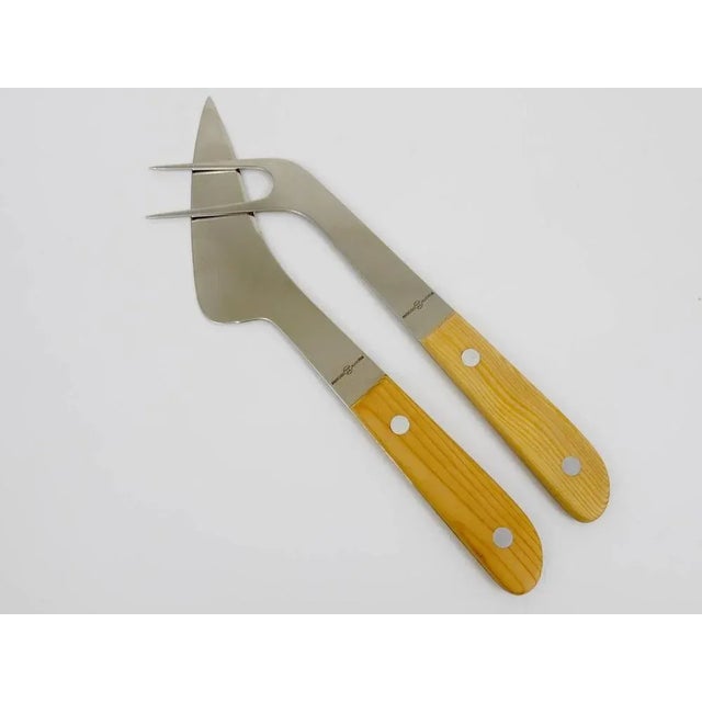Mid-Century Carving Knife and Fork attributed to Amboss Austria, 1960s, Set of 2 For Sale - Image 10 of 11