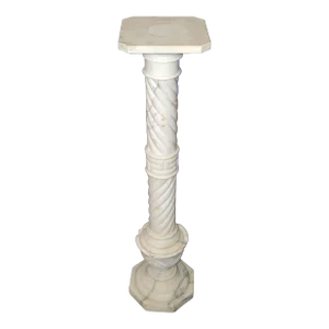 Neoclassical Carrara Marble Pedestal Table, Sculpture Stand or Column Italy 1950