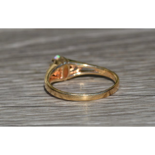1990s The Elliana: Ladies Signed Vintage Australian Opal and Diamond Ring in 14K Gold For Sale - Image 5 of 10