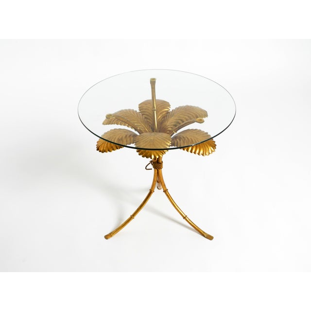 Mid-Century Florentine Gilded Side Table with Large Leaves and Glass Top, 1960s For Sale - Image 6 of 18