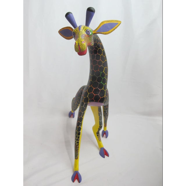 Oaxacan Alebrije Hand Carved Giraffe Mexico Wood Folk Art Large Animal Figurine For Sale - Image 14 of 17