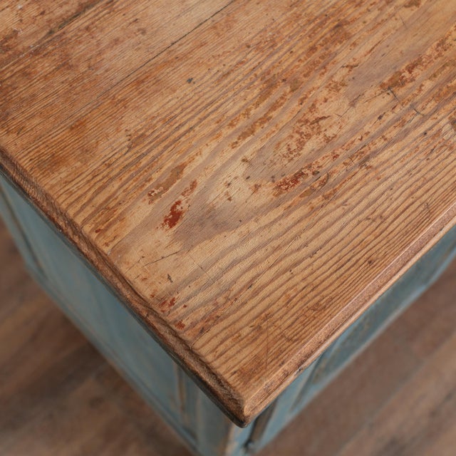 Blue Early 19th Century Original Blue Painted Swedish Pine Sideboard For Sale - Image 8 of 14