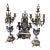 Vintage Imperial Italian-Style Gilt Metal, Marble & Cherub Clock Garniture Set For Sale