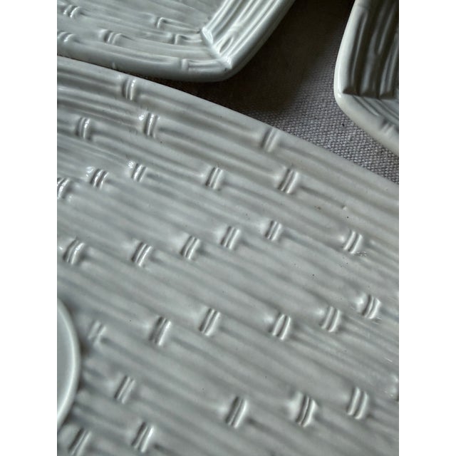 1980s Italian Bamboo Majolica Appetizer Plates - Set of Six For Sale - Image 11 of 12