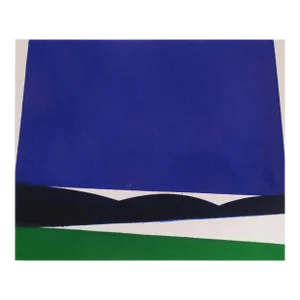 Contemporary Abstract Mixed Media on Paper Painting "Ondulation Bleu" by Guillaume Moschini