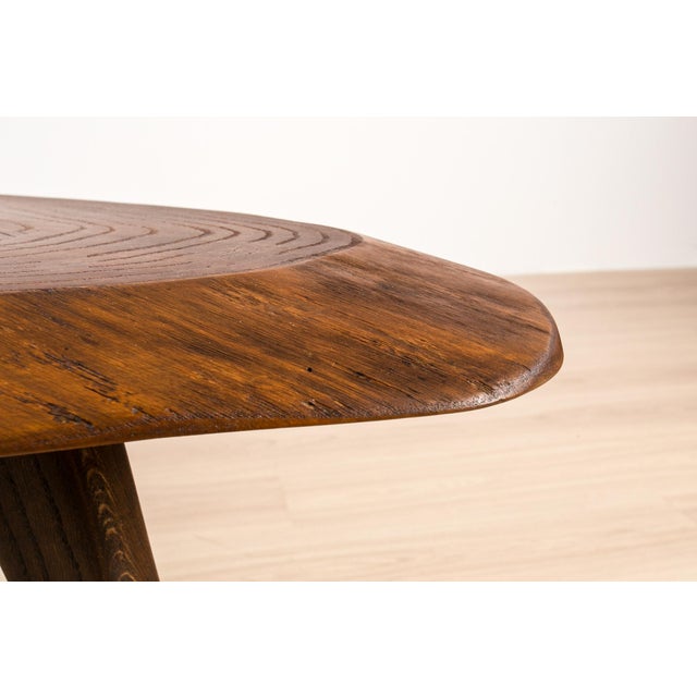 Brown Brutalist Oak Slab Coffee Table, Central Europe, 1960s For Sale - Image 8 of 9