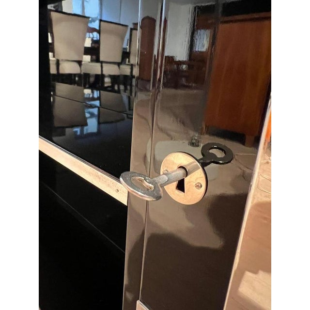 Art Deco Desk in Black Lacquer, Walnut & Metal, France, 1930s-1940s For Sale - Image 17 of 18