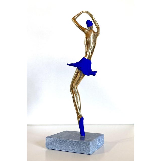 Contemporary Ballerina Blue Bronze Sculpture by Aliev For Sale - Image 3 of 4