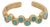 Turquoise Stone & Gold Zig Zag Stackable Adjustable Ring, Size 4 For Sale