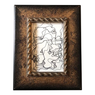 Original Vintage Wayne Cunningham Small Abstract Ink Drawing Framed For Sale