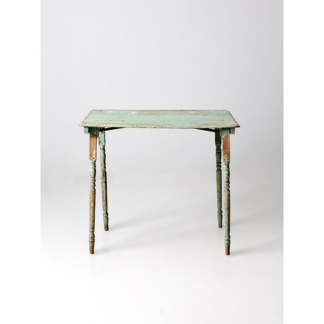 Shabby Chic Antique Painted Wood End Table For Sale - Image 3 of 18