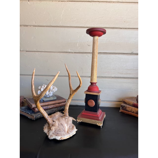 Baroque Curiosity Cabinet Vintage Trophy Antlers W Gilded Column & Specimen Gems For Sale - Image 14 of 14