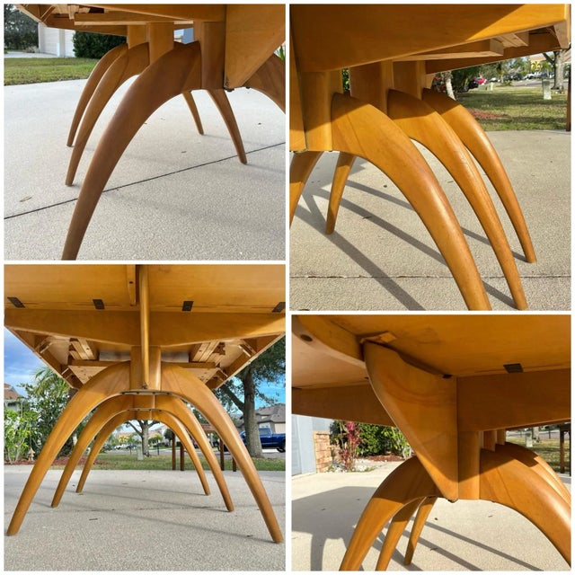Tan Mid Century Modern Extendable Wishbone Dining Table by Heywood Wakefield For Sale - Image 8 of 12