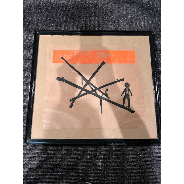 Beautiful woodcut print from artist Leona Pierce 1954. A fun playful piece that reminds of the pleasures of childhood....