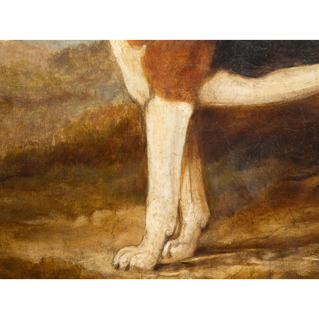 An English oil on canvas horizontal painting from the mid 19th century, signed and dated, depicting a stationary...