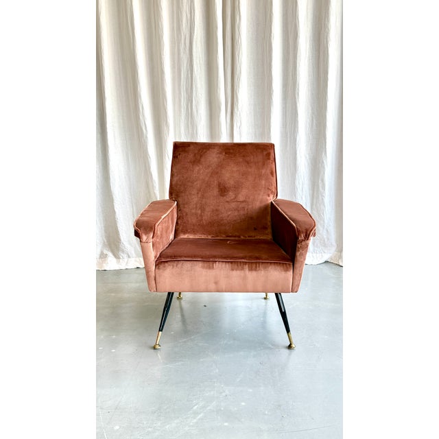 Mid-Century Modern Mid-Century Modern Velvet Lounge Chair by Marco Zanuso for Arflex, Italy, 1950s For Sale - Image 3 of 15