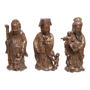 Chinese Fine Bronze Metal SanXing ( 3 Deities ) Fu Lu Shou Statue Set