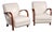 Vintage Art Deco Lounge Chairs in White Leather, 1950s, Set of 2 For Sale