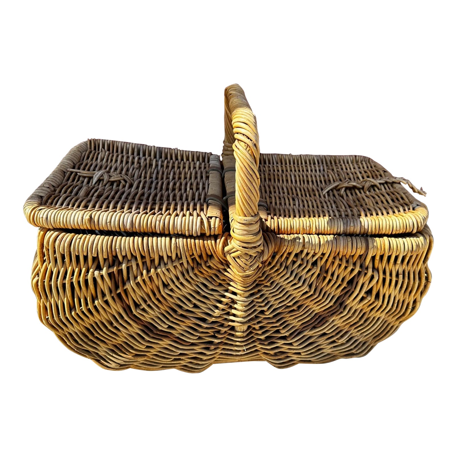 Vintage French Double Sided Picnic Basket | Chairish