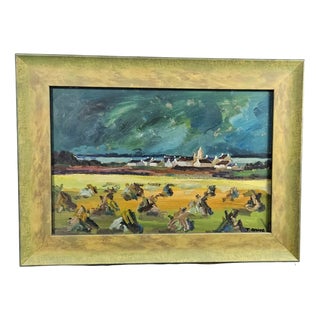 T. Brice, Breton Landscape, 1970s, Oil on Panel, Framed For Sale